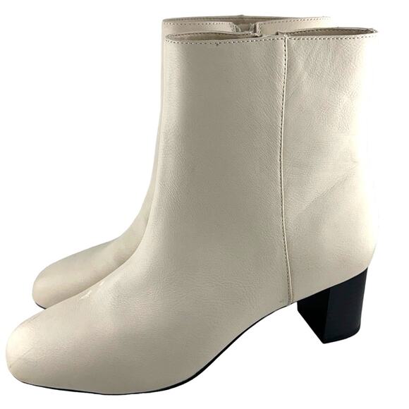 Loft Ankle Cream Faux Leather Zip Up Boot Size 7M NWOT - Picture 1 of 7